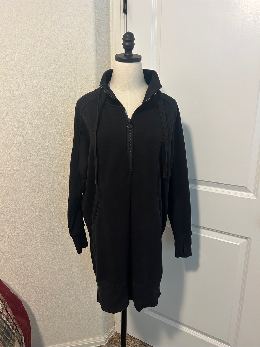 Athleta Black Half Zip Hoodie Jacket/Dress Size Medium